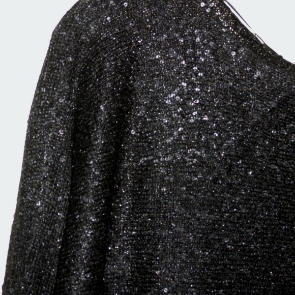 Alfani 2pc Sweater Black Sequin Dolmen Sleeve M - Picture 4 of 4
